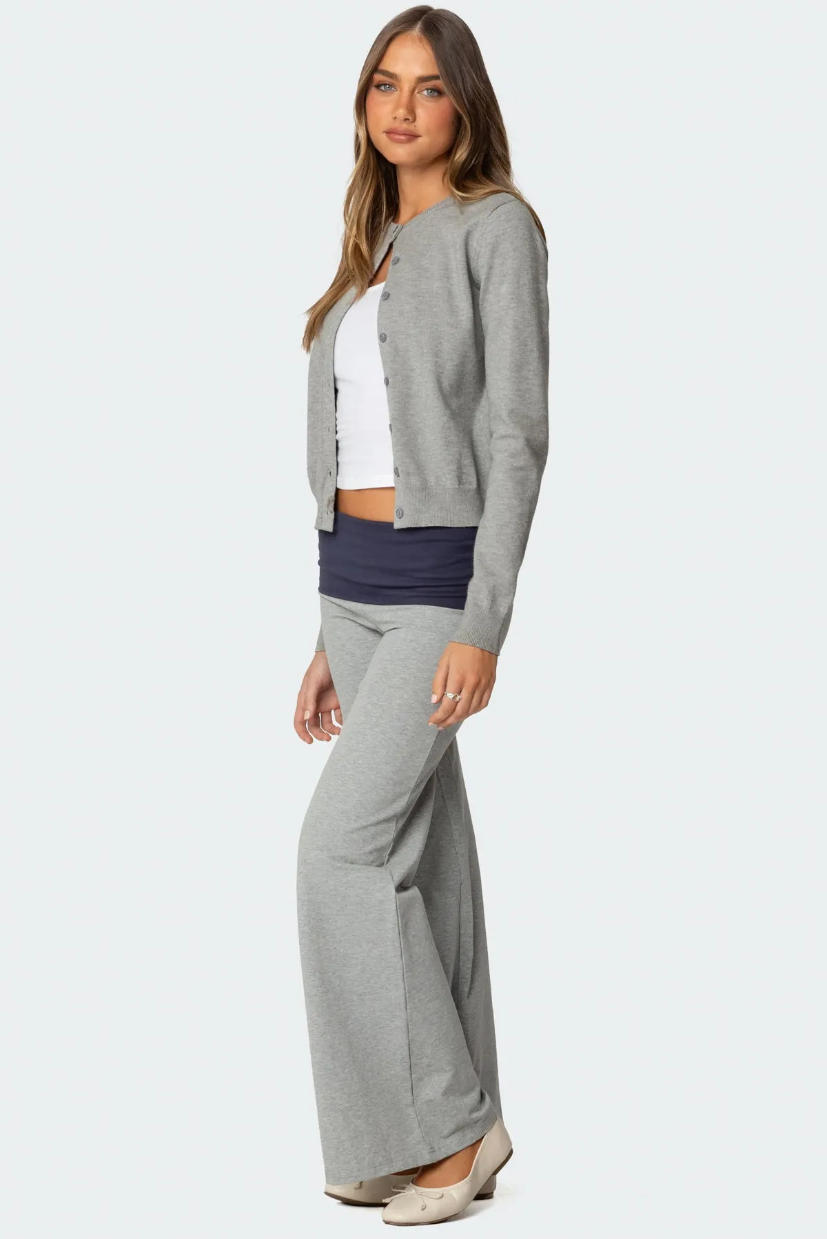 Wide Leg Contrast Foldover Pants sold by Edikted product image thumbnail 4