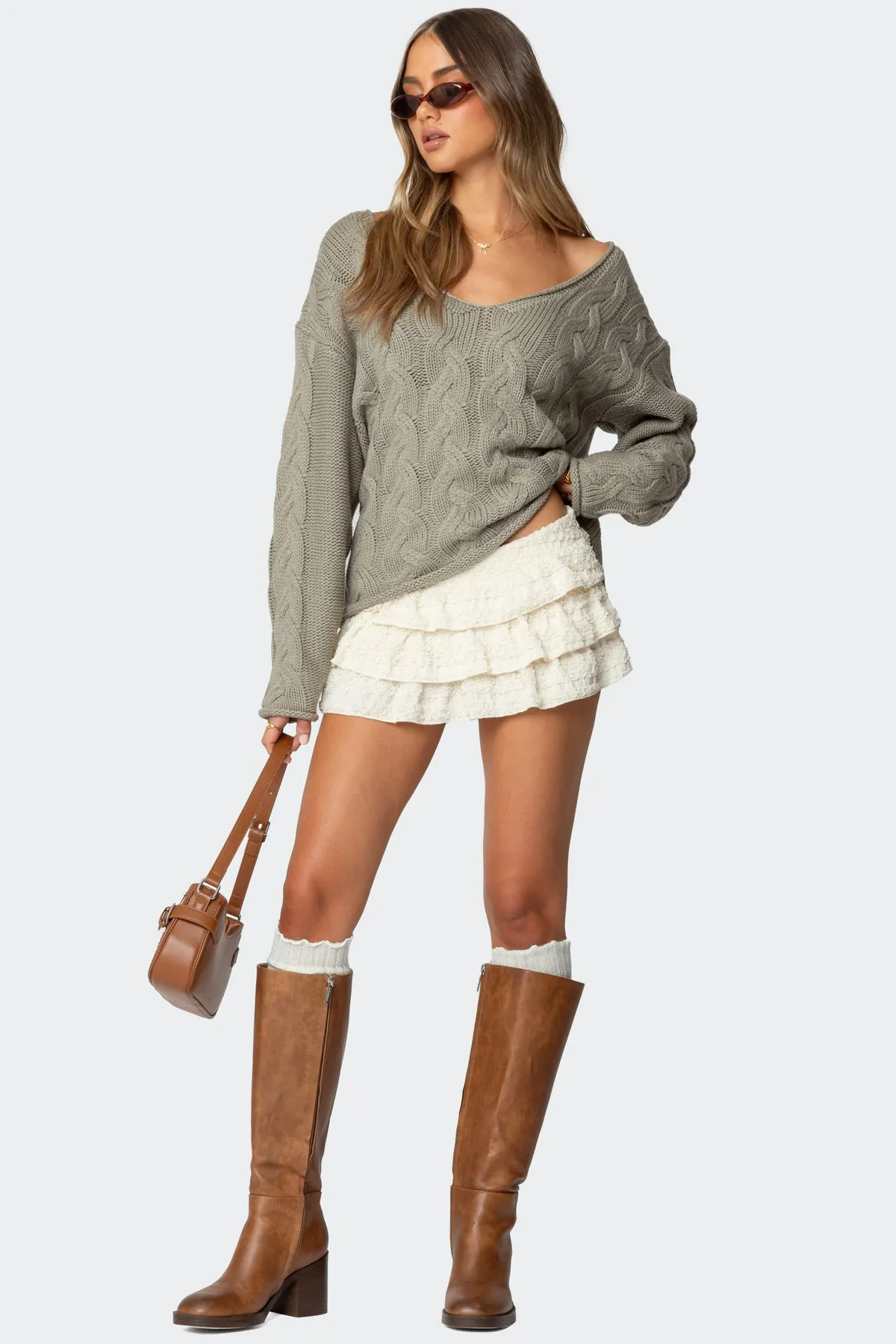 Inga Oversized Cable Knit Sweater sold by Edikted product image thumbnail 5