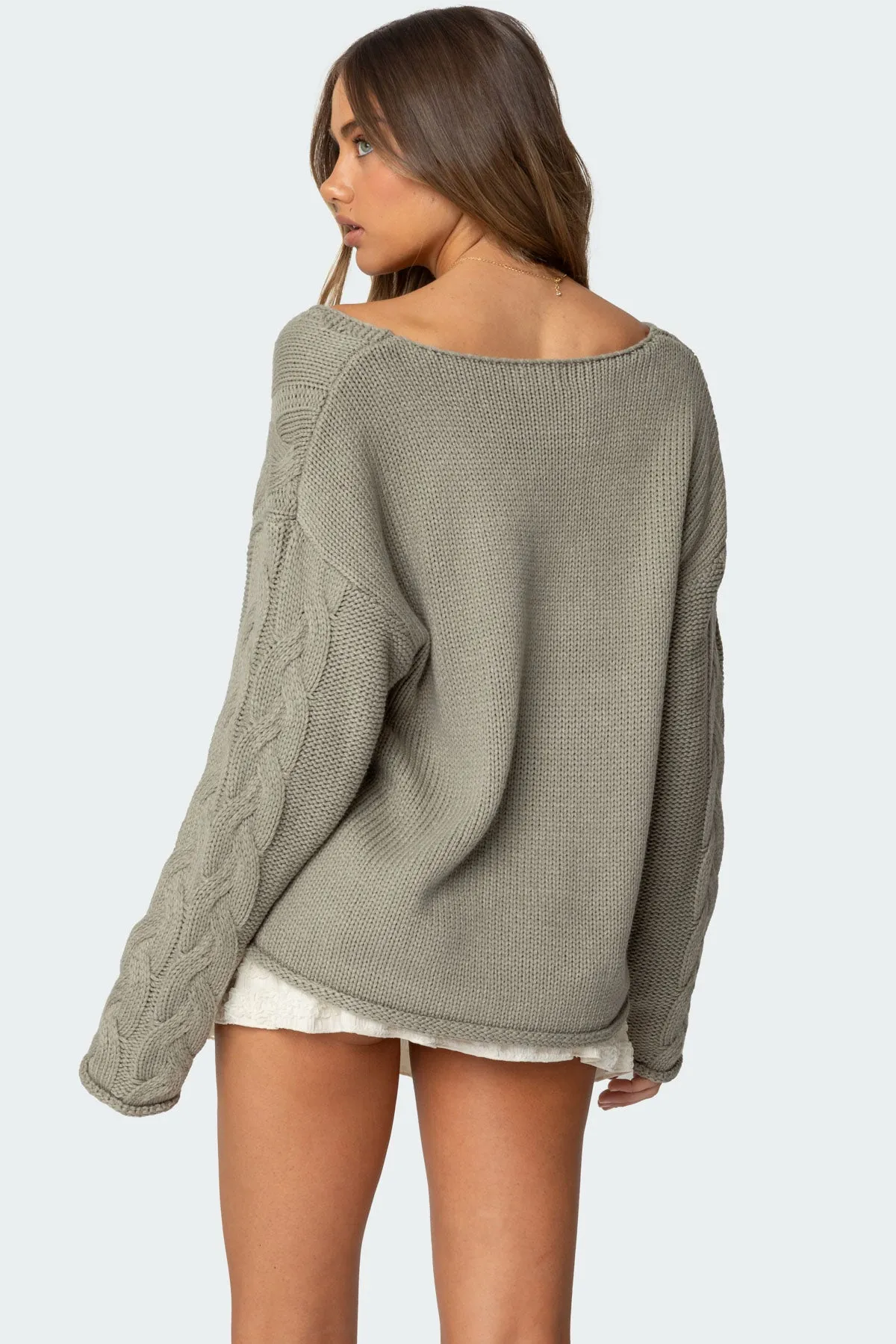 Inga Oversized Cable Knit Sweater sold by Edikted product image thumbnail 4