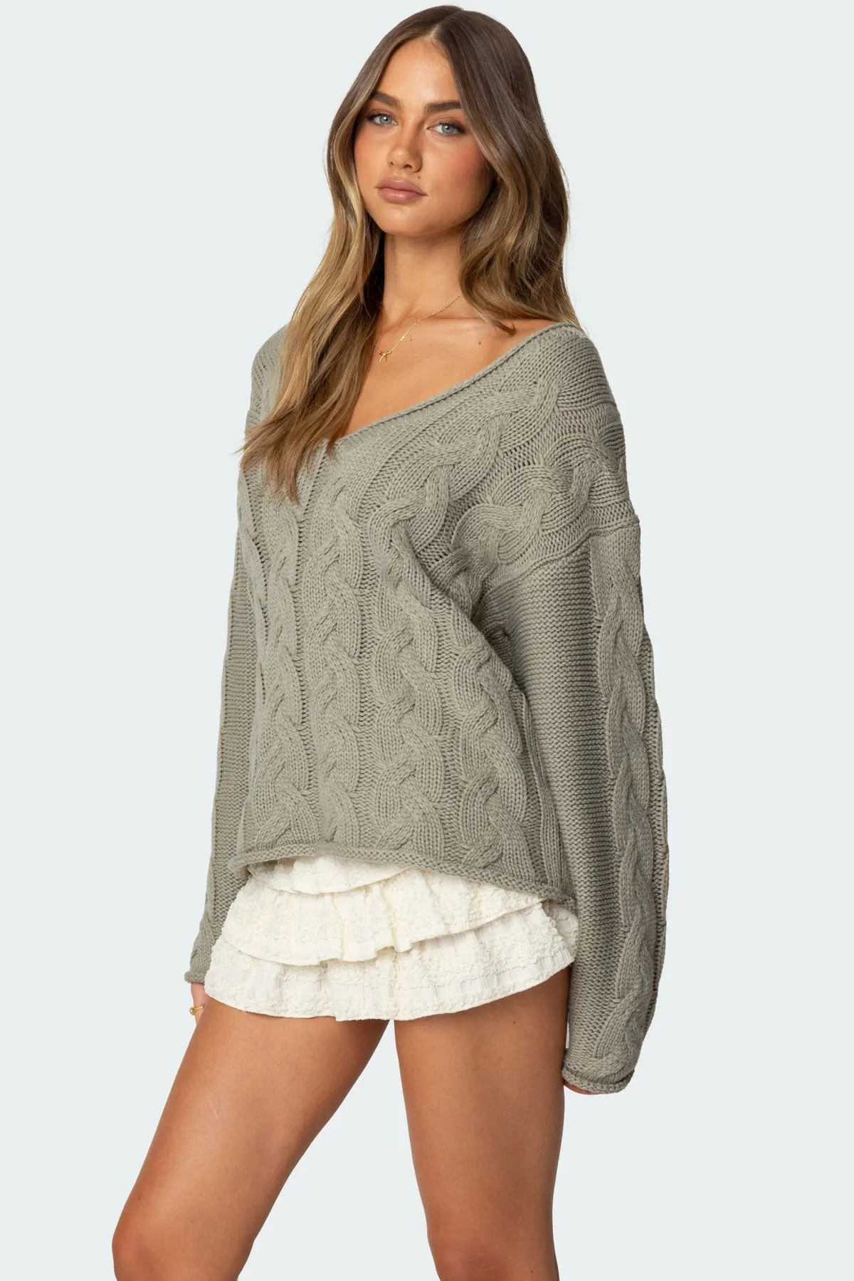 Inga Oversized Cable Knit Sweater sold by Edikted product image thumbnail 3