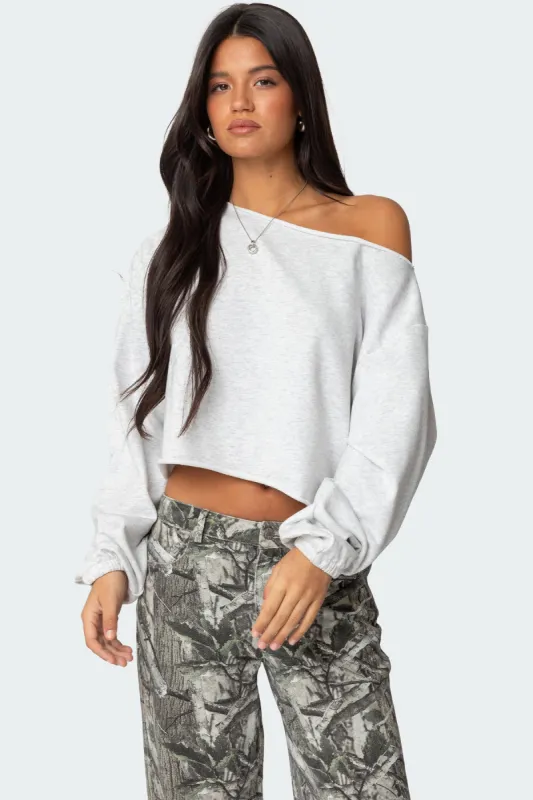 Aveline Off Shoulder Light Sweatshirt sold by Edikted