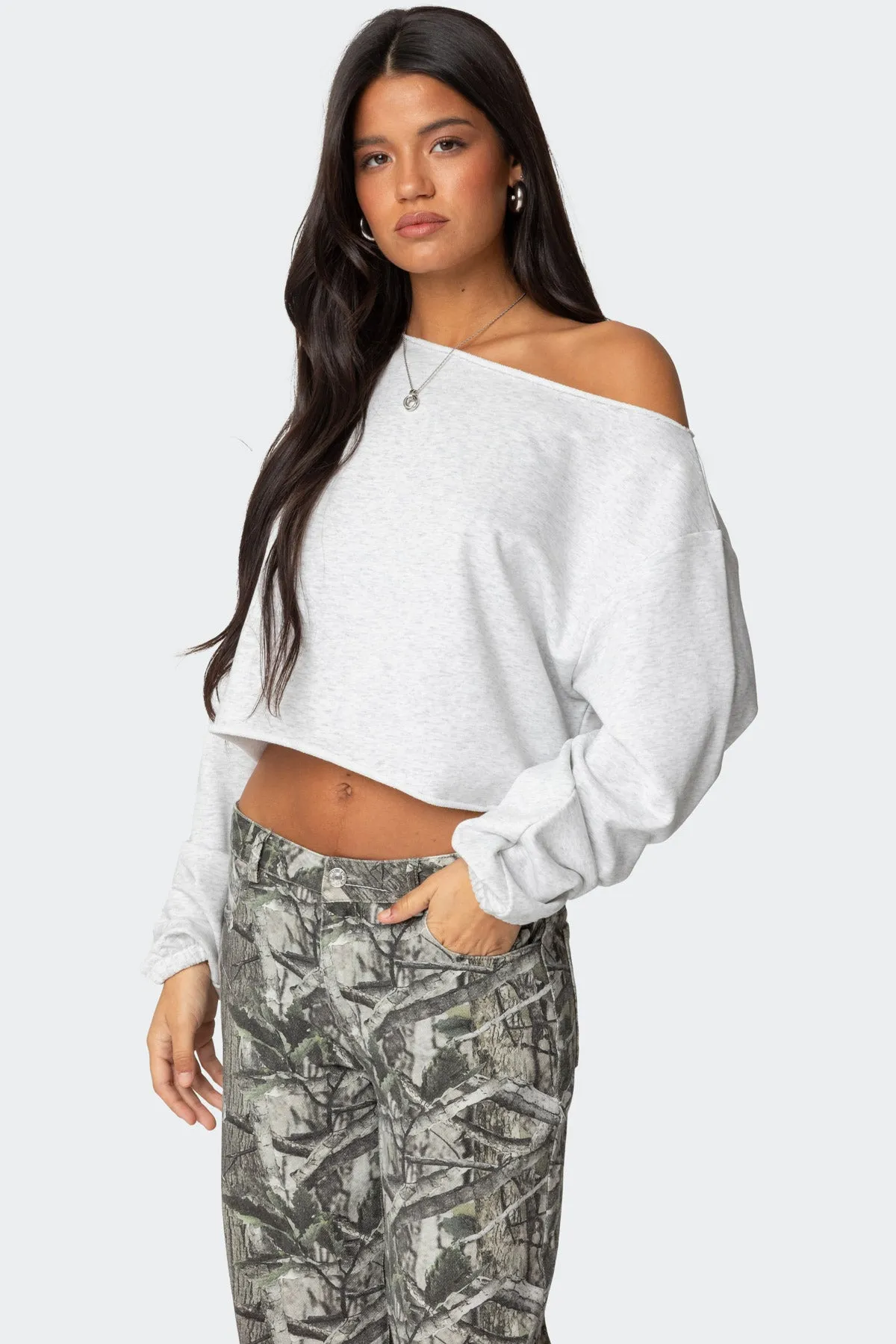 Aveline Off Shoulder Light Sweatshirt sold by Edikted product image thumbnail 3