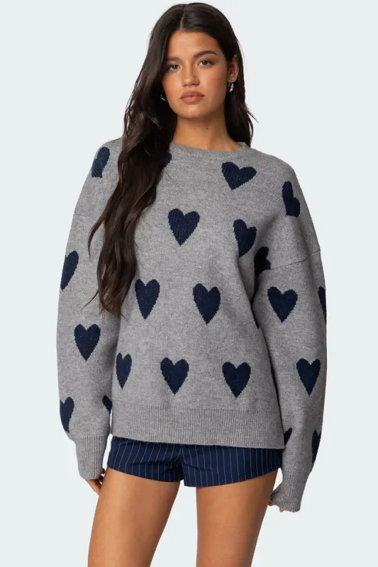 Big Heart Oversized Sweater sold by Edikted