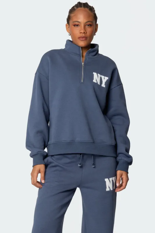 Ny Quarter Zip Sweatshirt sold by Edikted