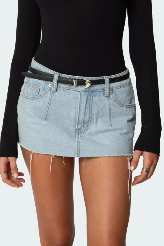 Abstract Buckle Faux Leather Belt sold by Edikted