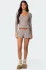 Keely Pointelle Henley Top sold by Edikted