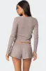 Keely Pointelle Henley Top sold by Edikted