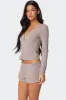 Keely Pointelle Henley Top sold by Edikted