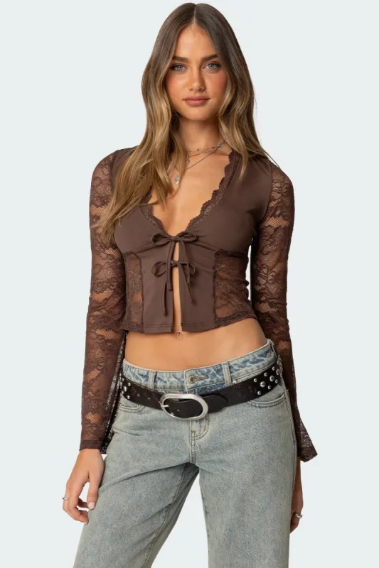 Stephi Lacey Split Front Top sold by Edikted