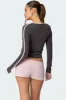 Contrast V Neck Long Sleeve T Shirt sold by Edikted