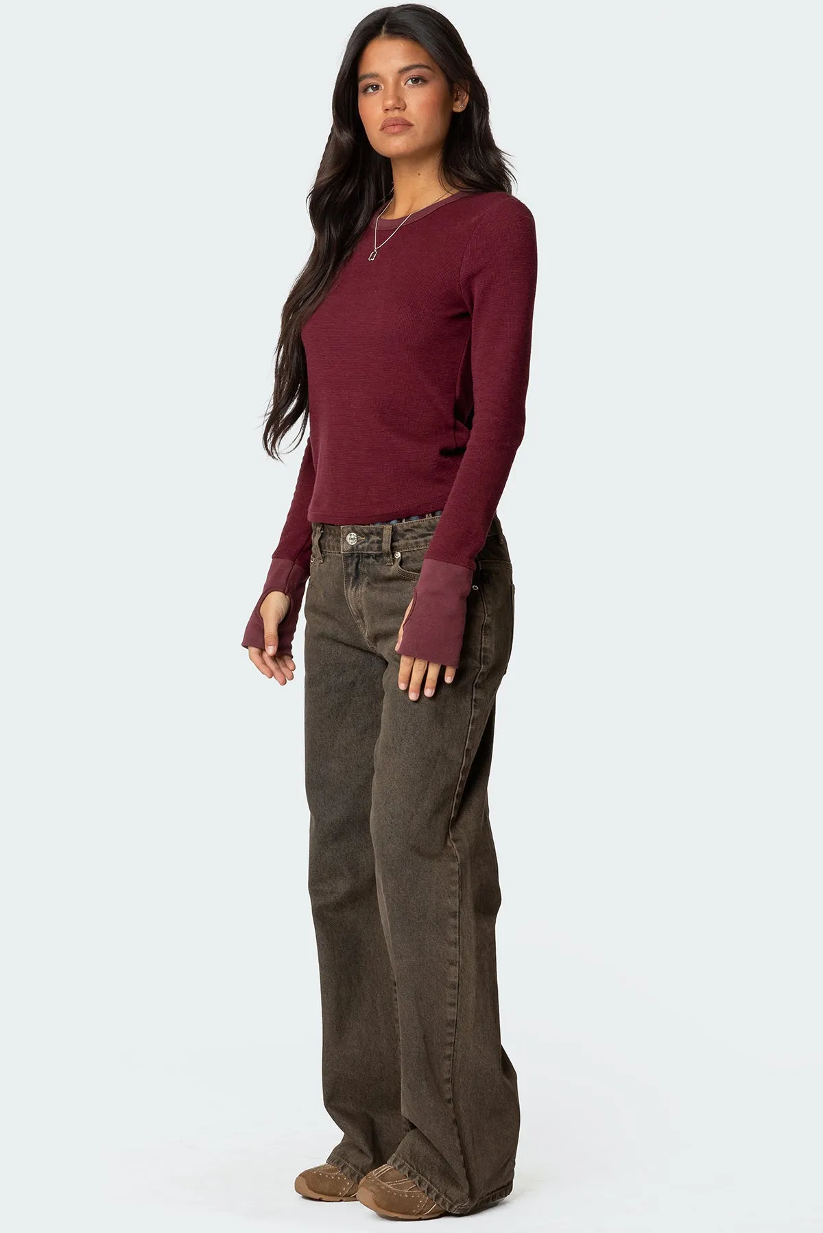 Waffle Long Sleeve T Shirt sold by Edikted product image thumbnail 4