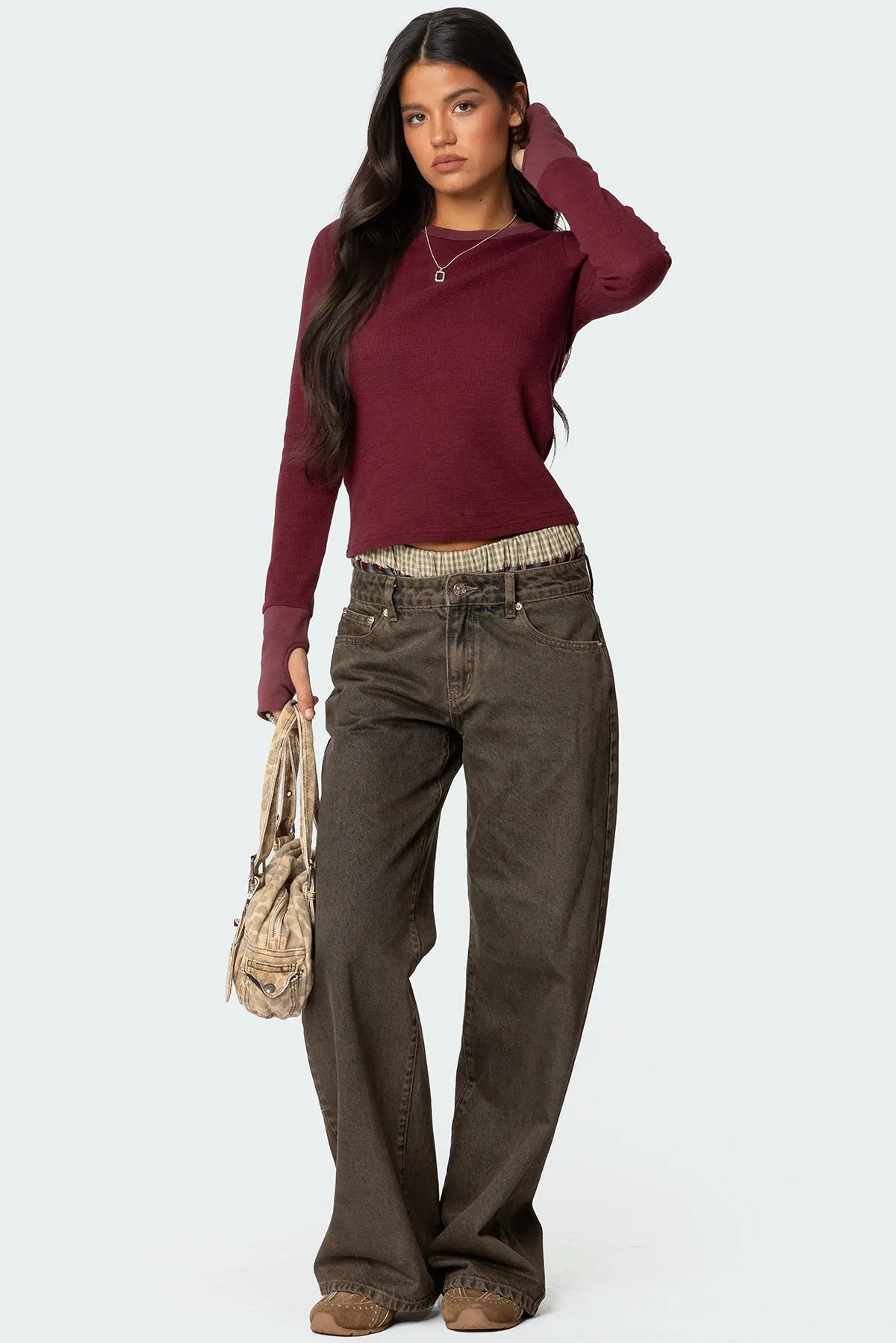 Waffle Long Sleeve T Shirt sold by Edikted product image thumbnail 2