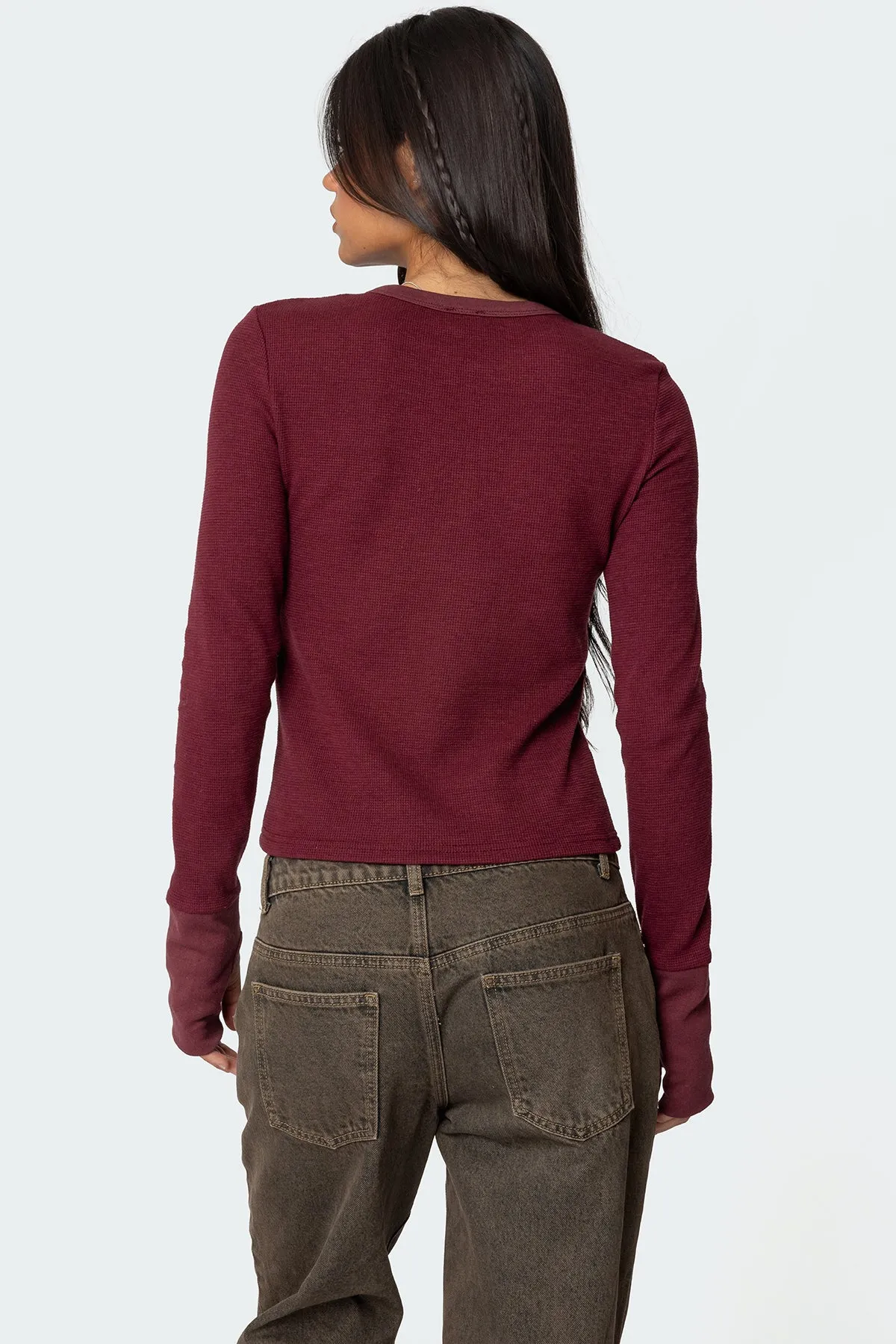 Waffle Long Sleeve T Shirt sold by Edikted product image thumbnail 5