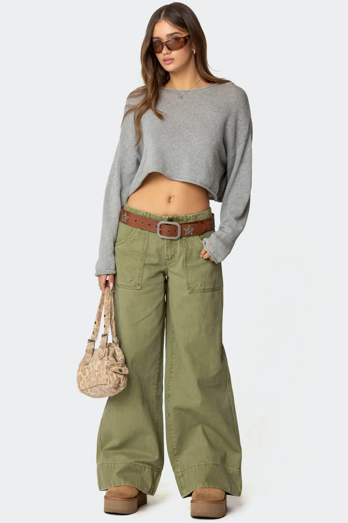 Vivienne Twill Baggy Pants sold by Edikted