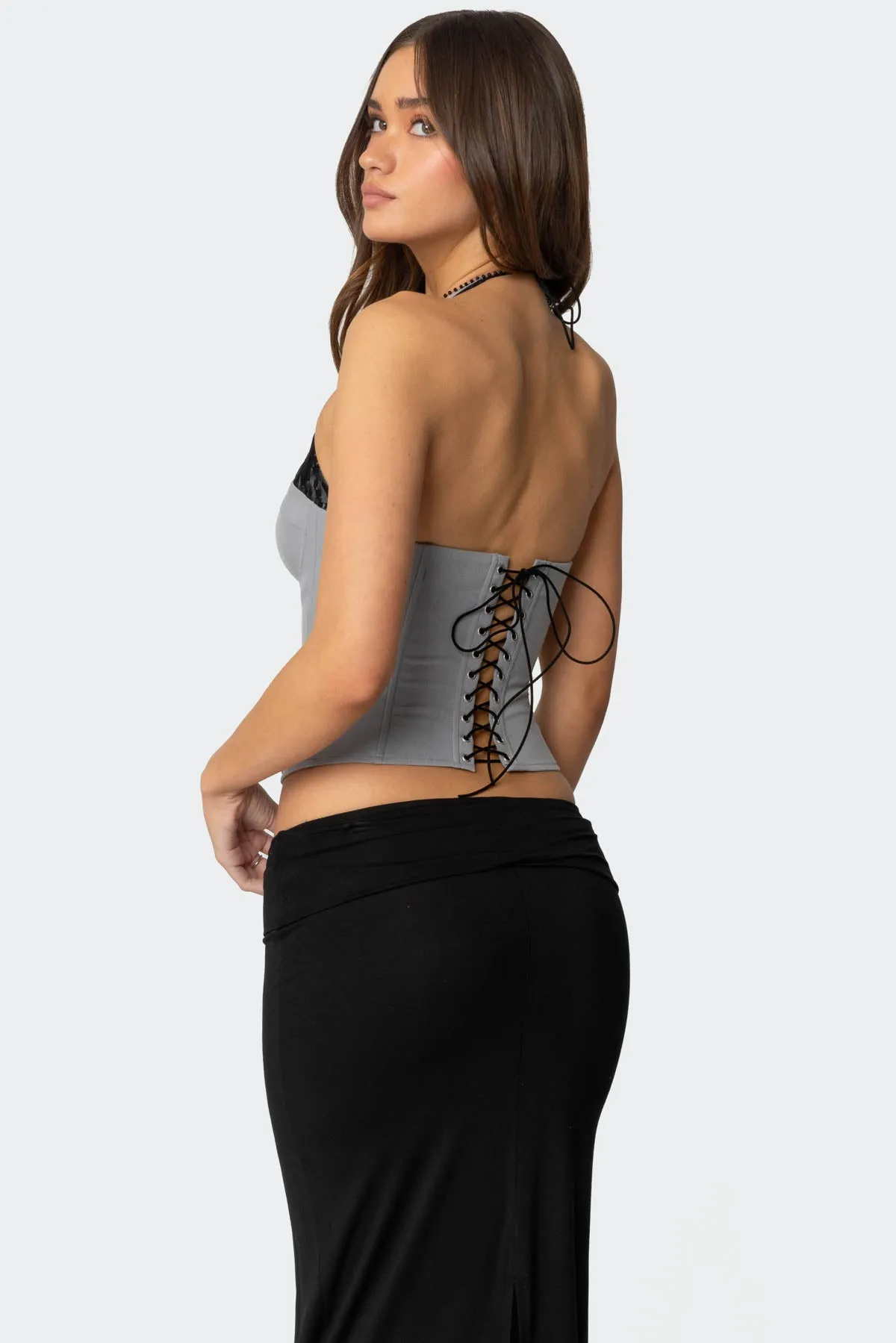 Jara Layered Lace Halter Corset sold by Edikted product image thumbnail 3