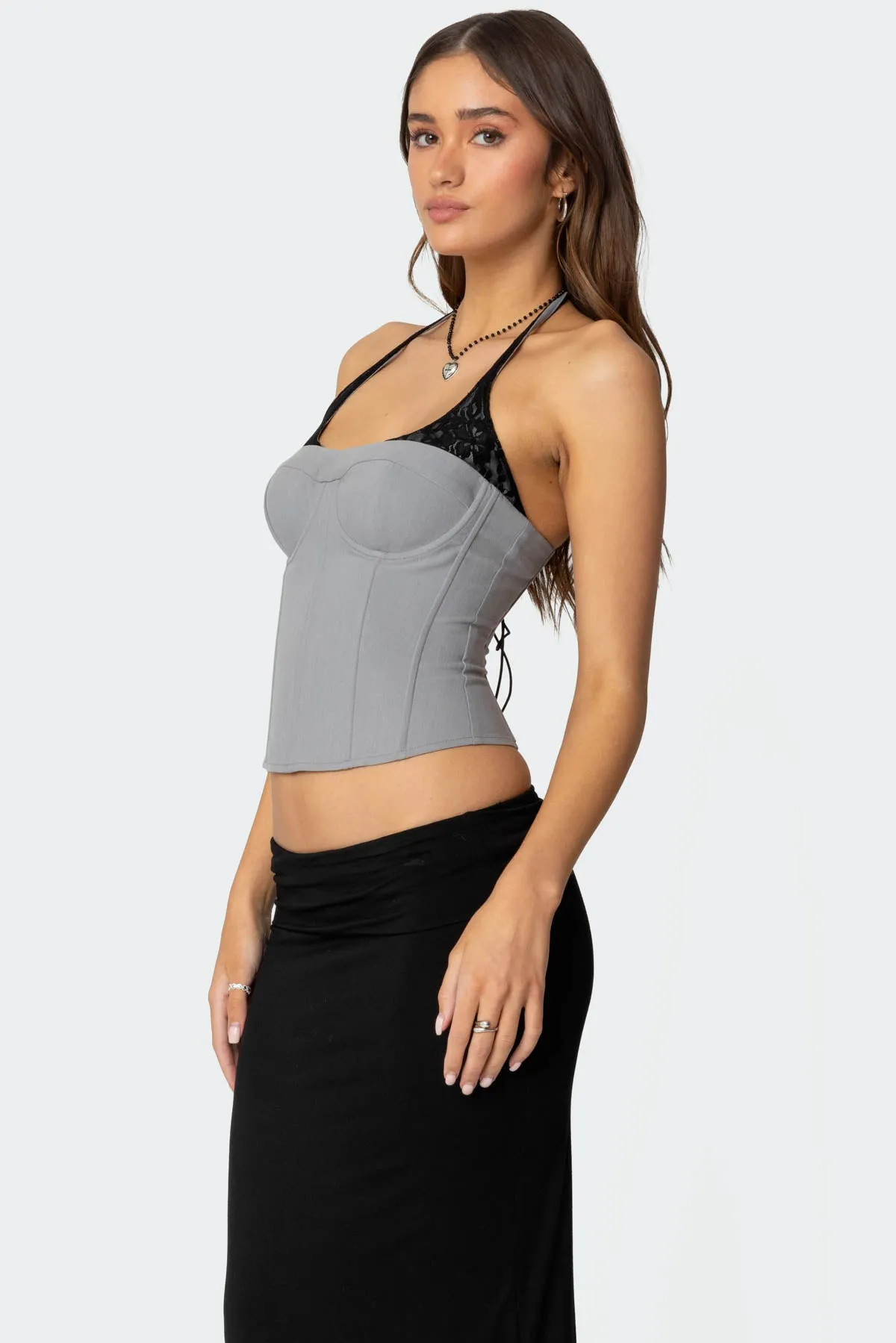 Jara Layered Lace Halter Corset sold by Edikted product image thumbnail 5