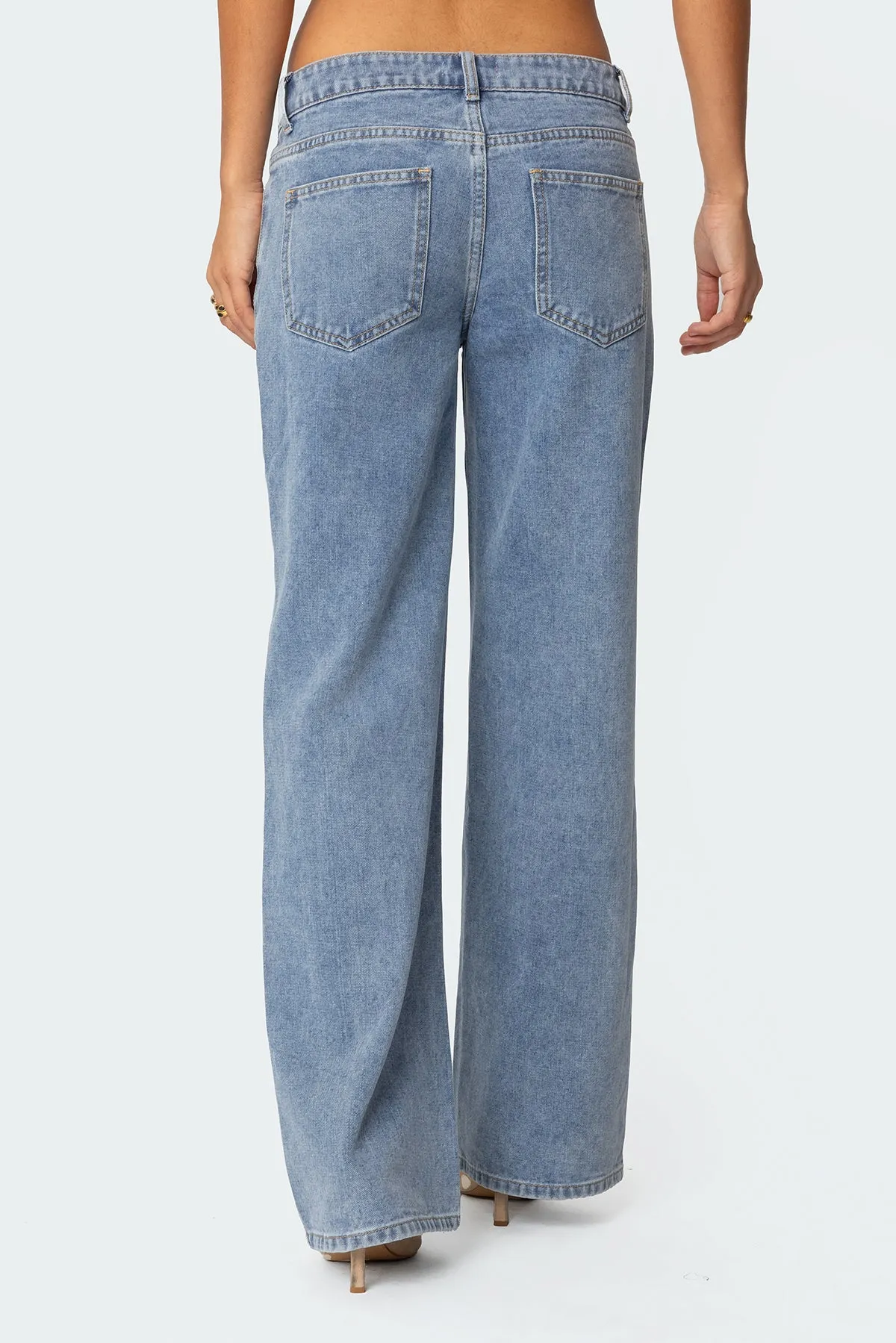 Faux Suede Stripe Low Rise Jeans sold by Edikted product image thumbnail 5