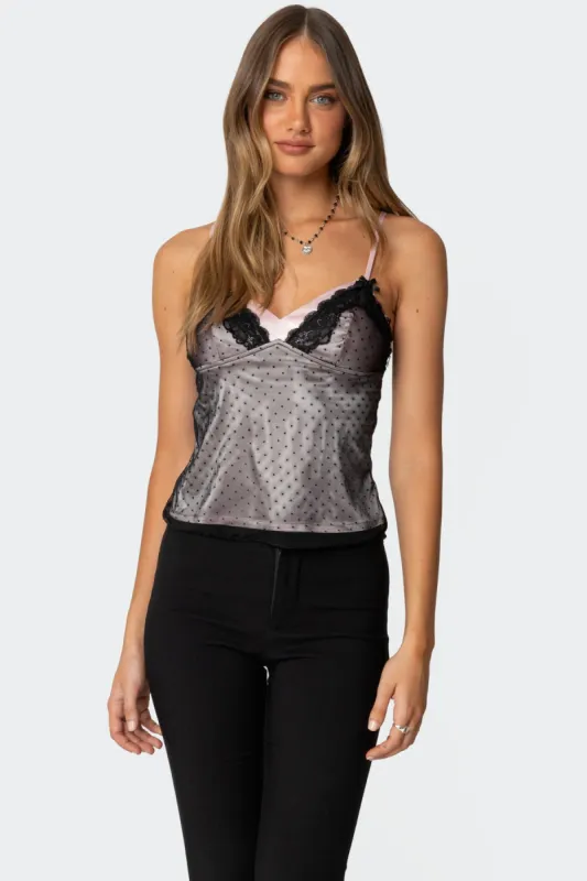 Janie Layered Polka Dot Mesh Top sold by Edikted