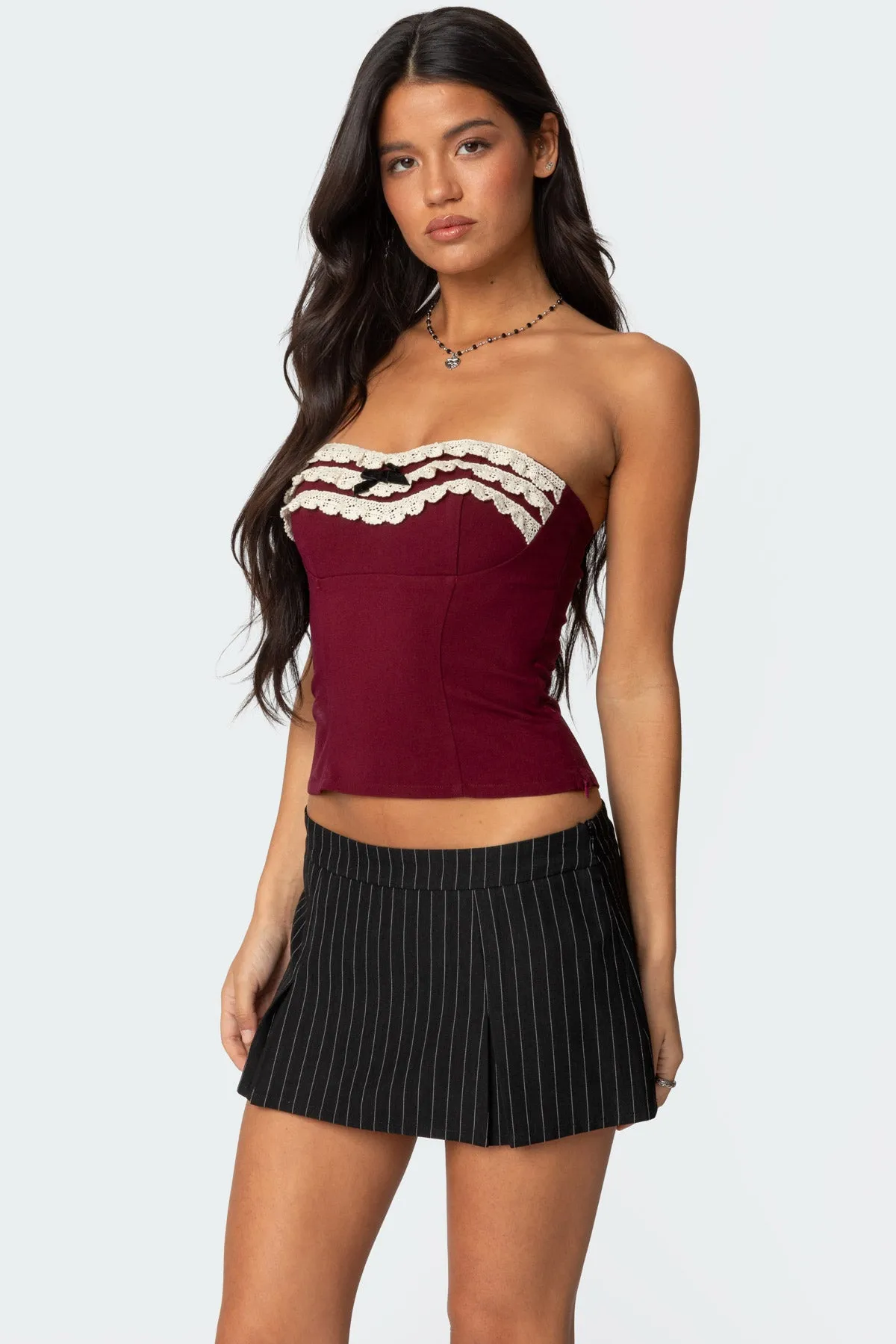Eyelet Ruffle Strapless Top sold by Edikted product image thumbnail 3