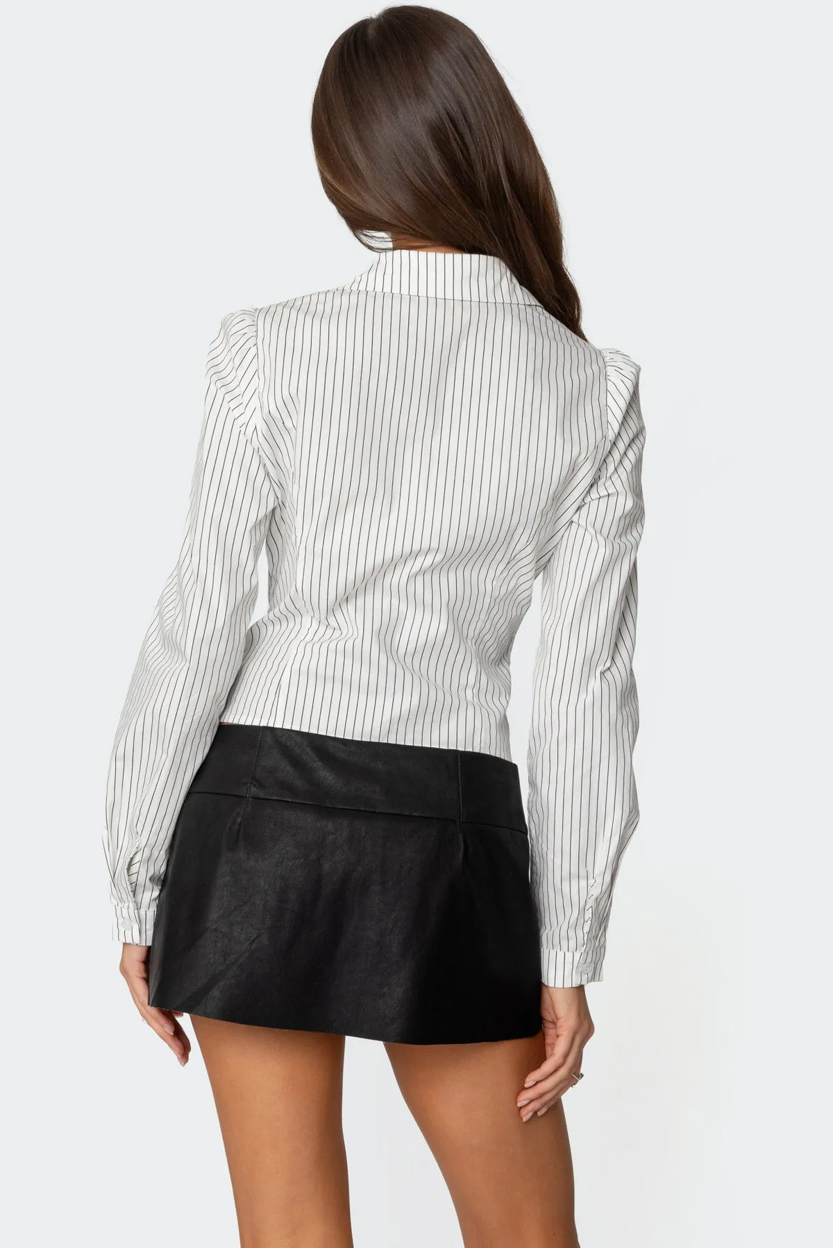 Tailored Pinstripe Button Up Shirt sold by Edikted product image thumbnail 4