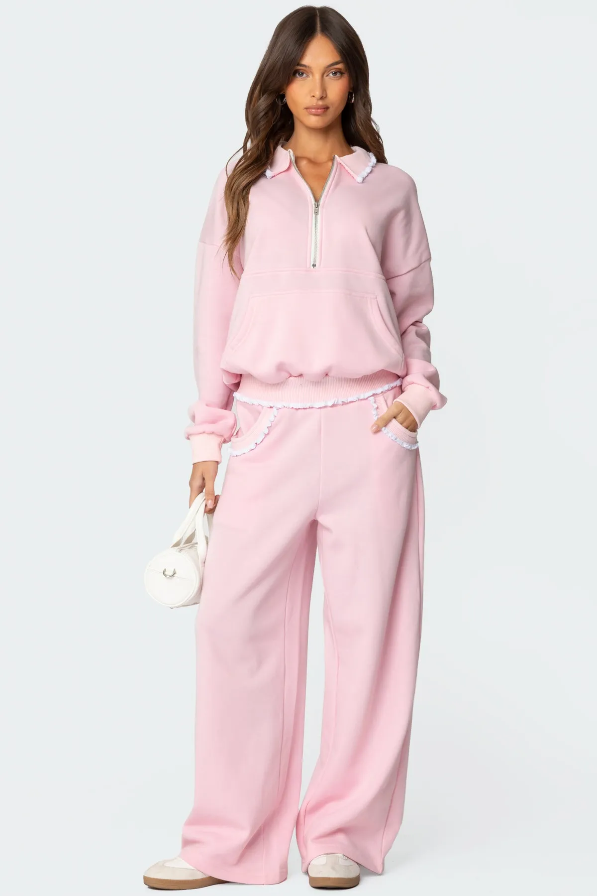 Ashtin Ruffle Trim Sweatpants sold by Edikted