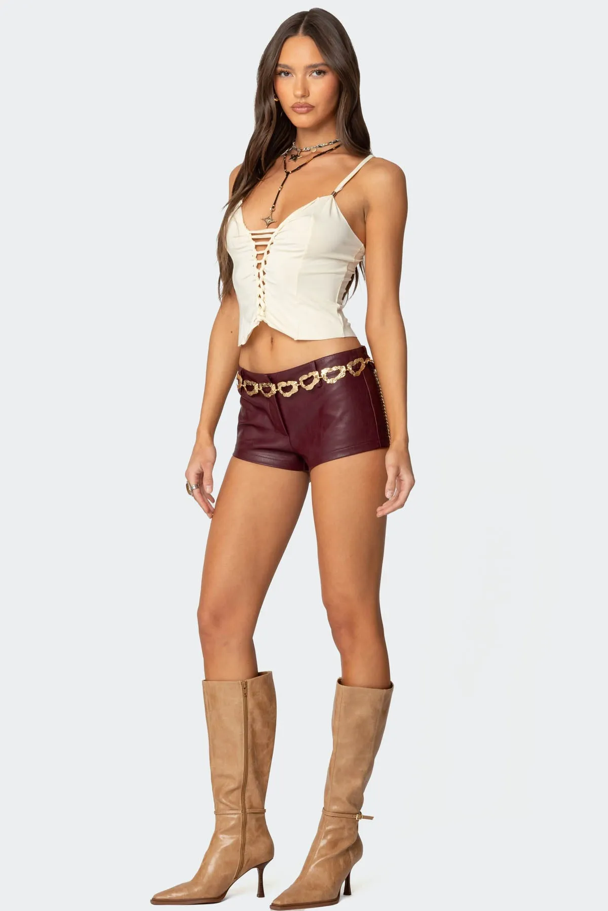 Melaney Faux Leather Micro Shorts sold by Edikted product image thumbnail 4