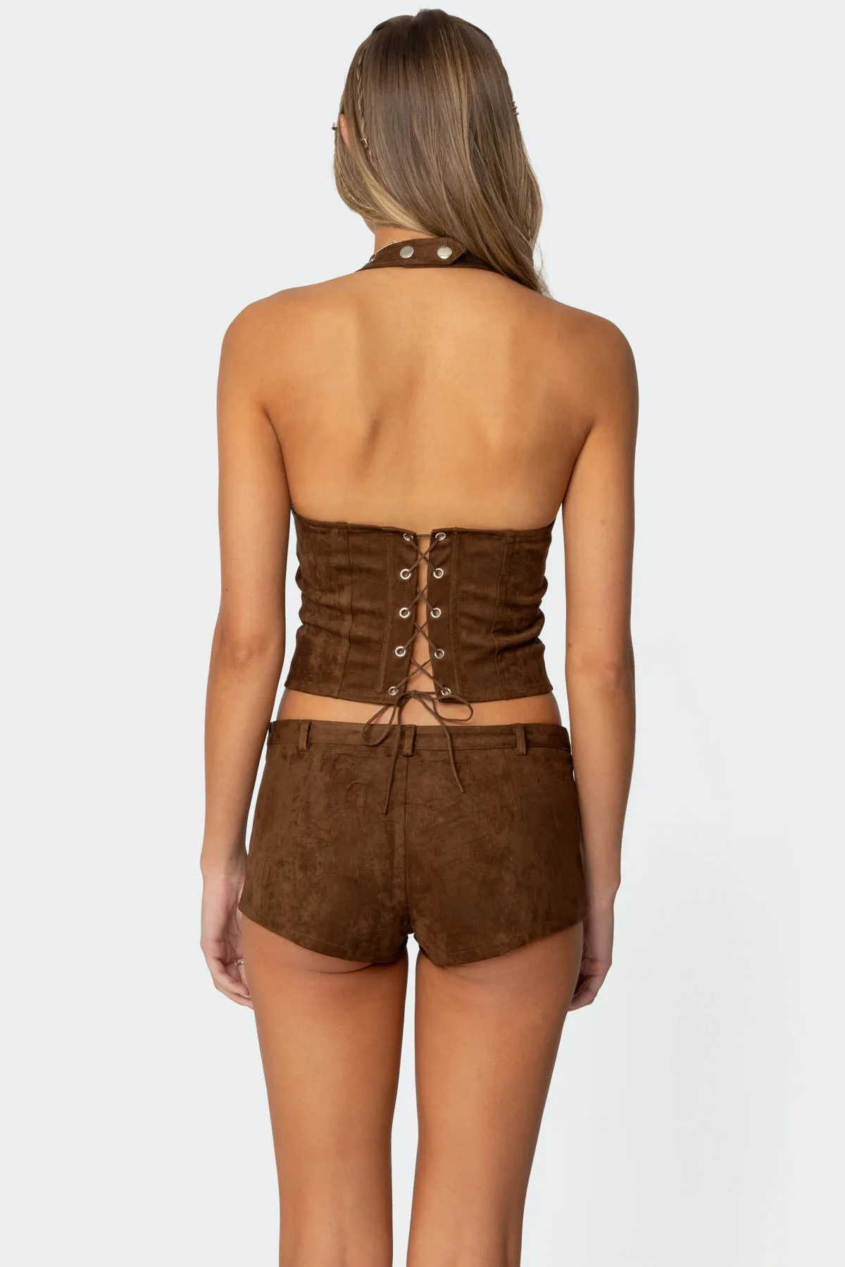 Sloane Faux Suede Halter Top sold by Edikted product image thumbnail 4