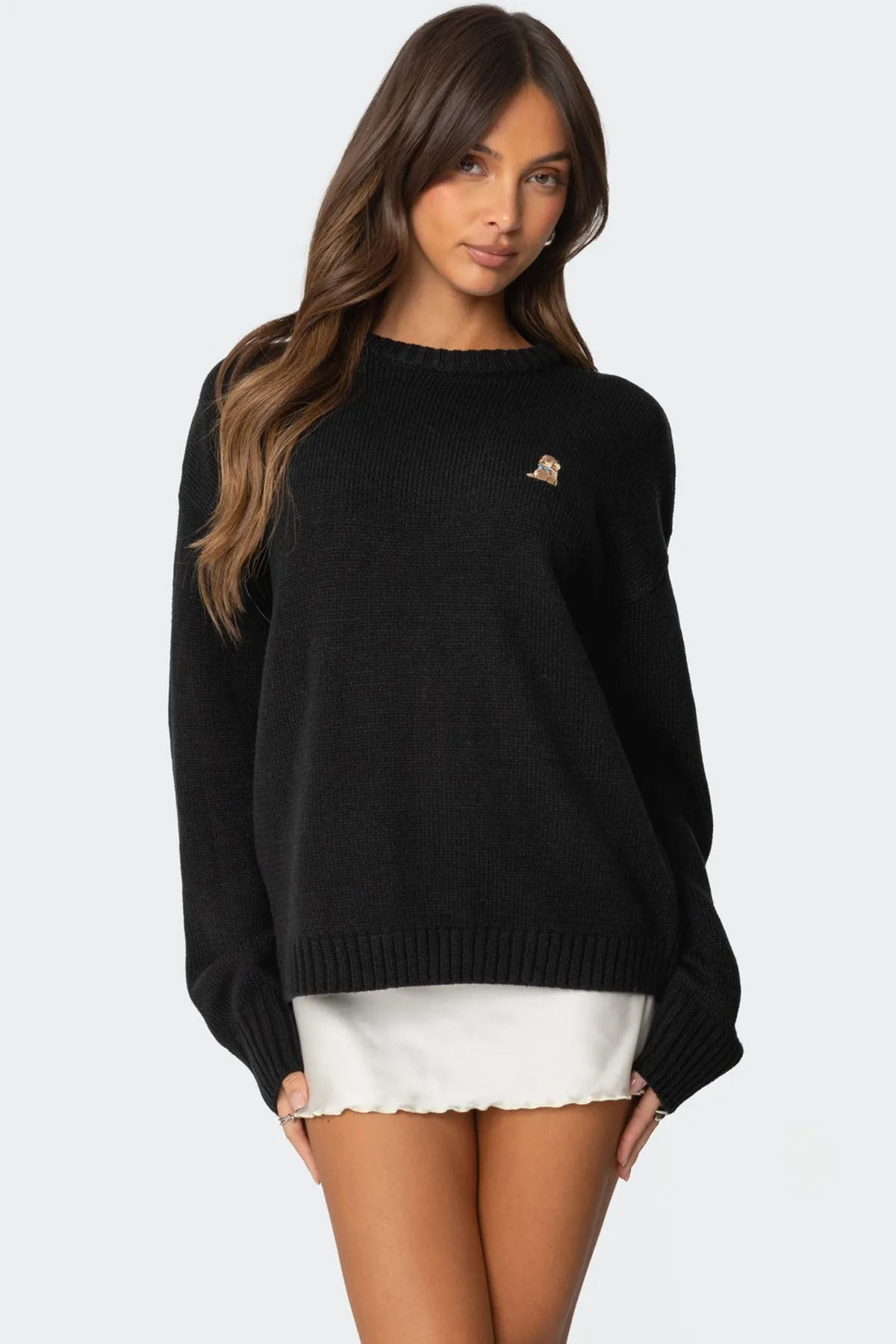 Puppy Love Embroidered Sweater sold by Edikted