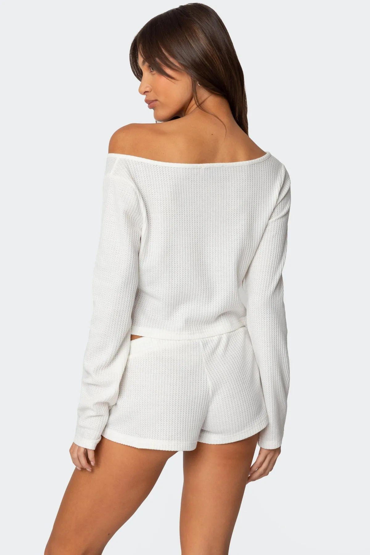 Teddy Cropped Waffle Top sold by Edikted product image thumbnail 4