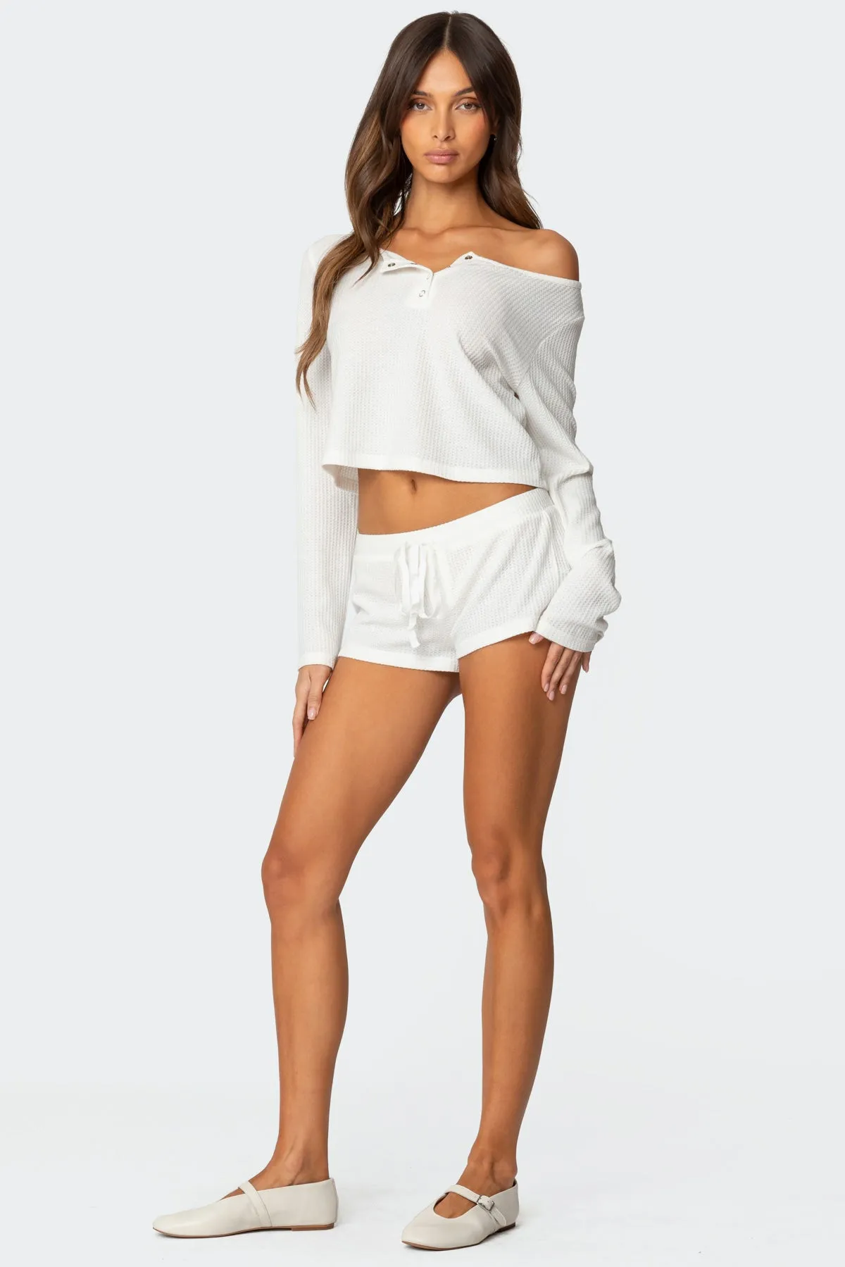 Teddy Cropped Waffle Top sold by Edikted product image thumbnail 2