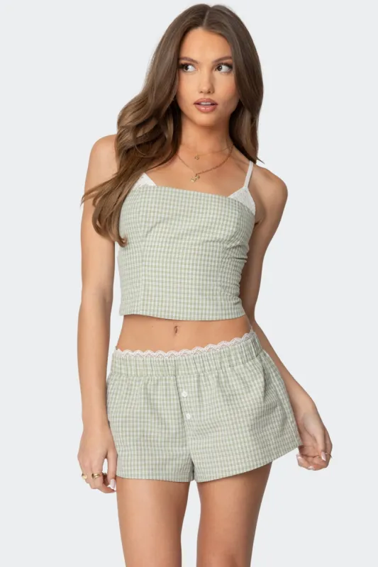 Lenorah Layered Gingham Top sold by Edikted