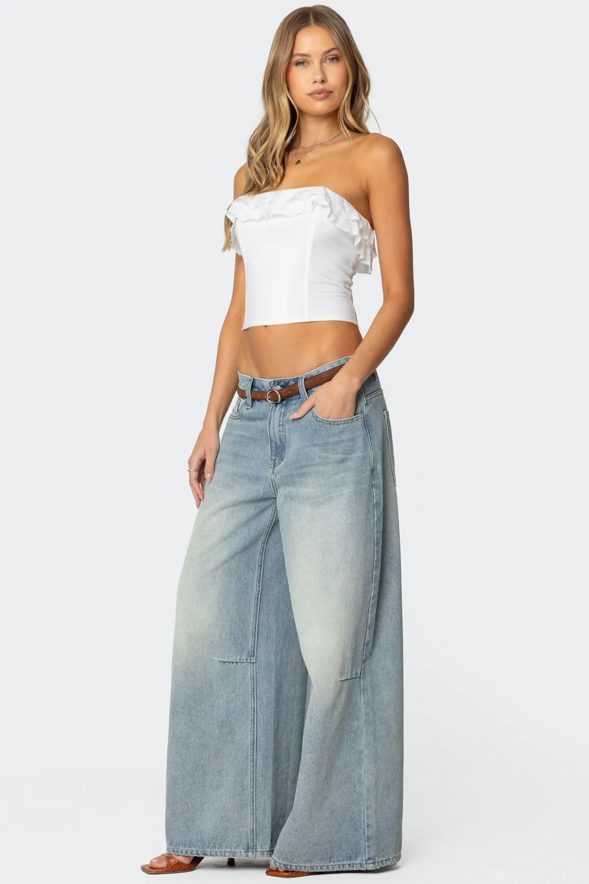 Litsa Ruffled Linen Look Corset sold by Edikted product image thumbnail 2