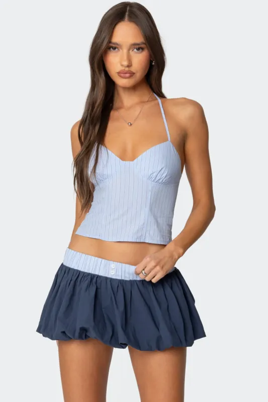 Janey Pinstripe Halter Top sold by Edikted