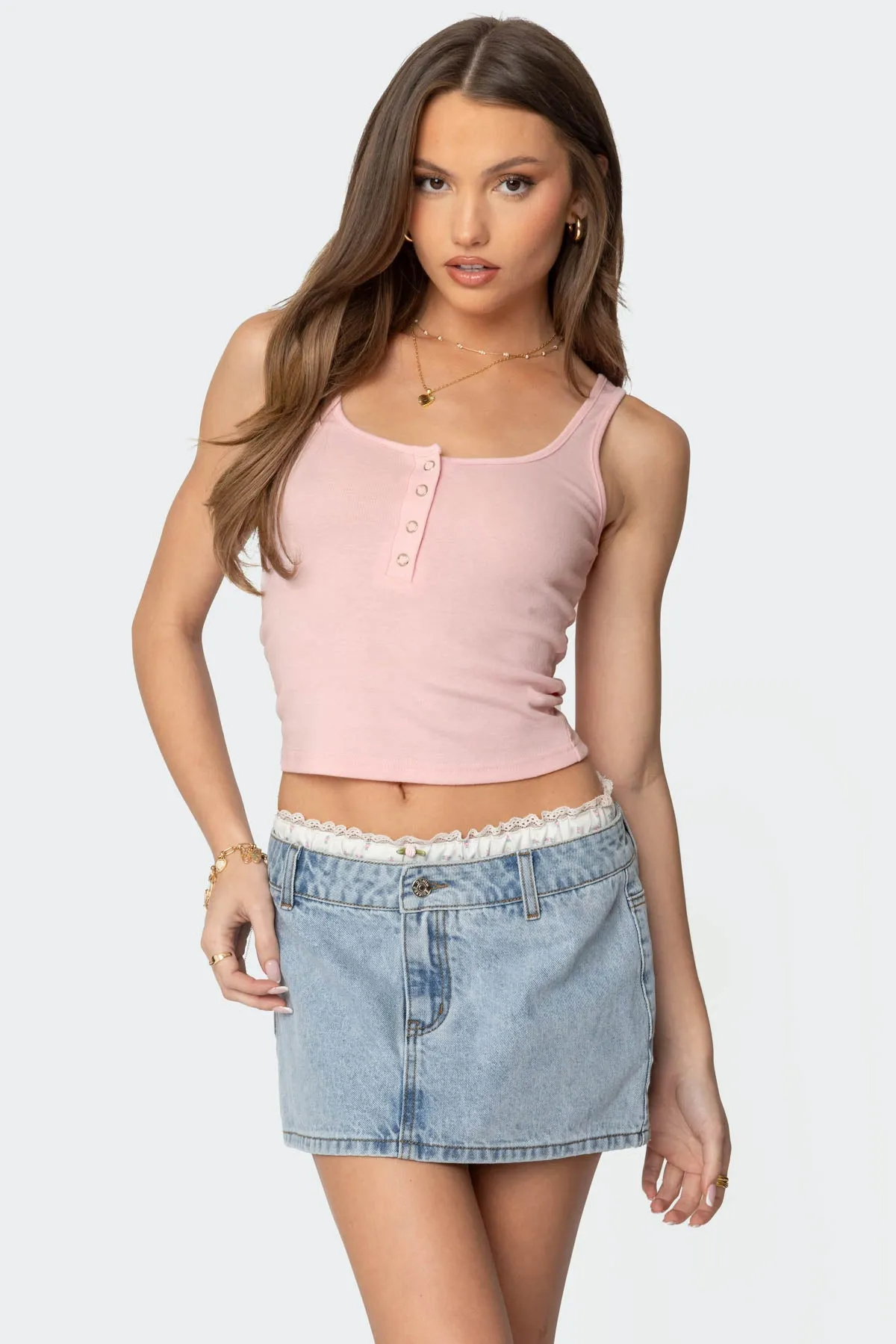 Tiana Henley Tank Top sold by Edikted