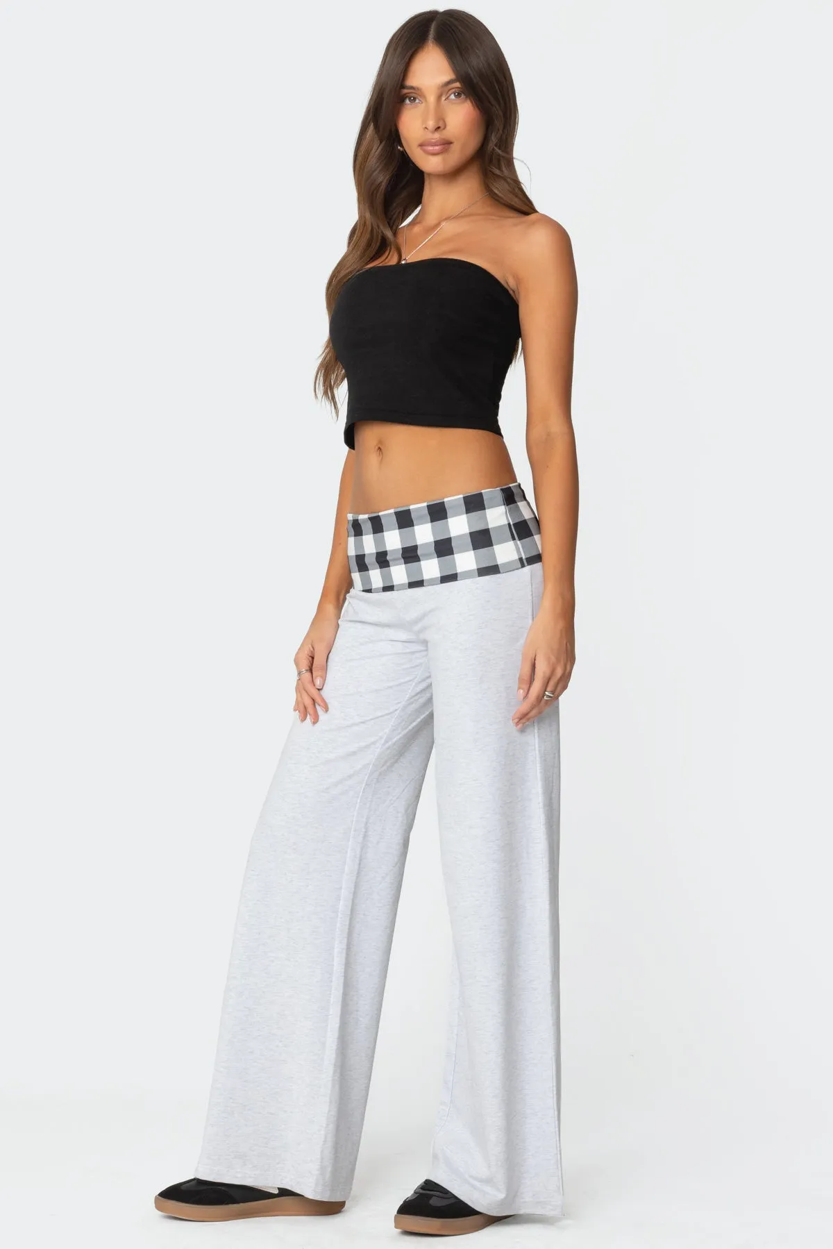 Beth Gingham Fold Over Pants sold by Edikted product image thumbnail 3