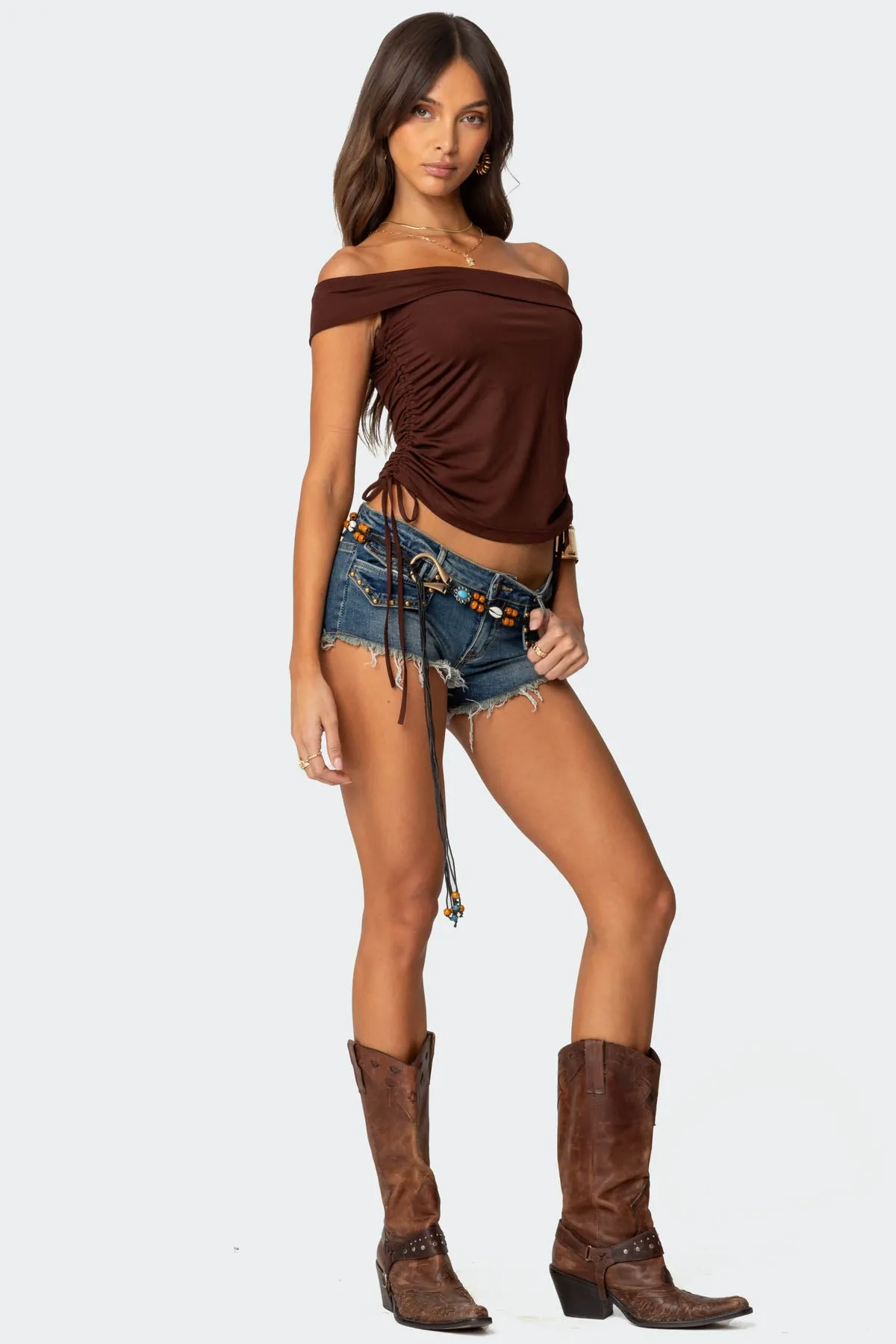 Yafa Asymmetric Off Shoulder Top sold by Edikted product image thumbnail 5