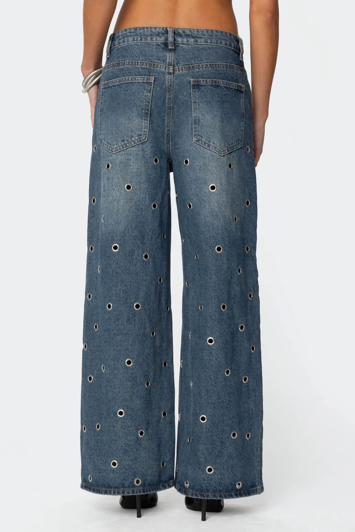 Jainie Grommet Low Rise Baggy Jeans sold by Edikted product image thumbnail 5