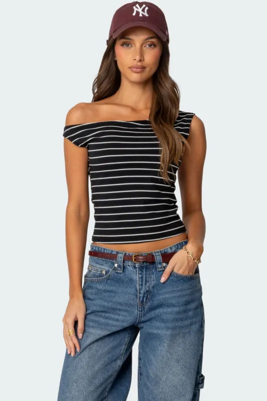 Keryn Striped Off Shoulder Top made by Edikted