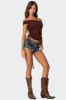 Studded Low Rise Denim Micro Shorts sold by Edikted