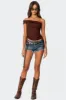 Studded Low Rise Denim Micro Shorts sold by Edikted