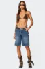 Tris Low Rise Denim Bermuda Shorts sold by Edikted