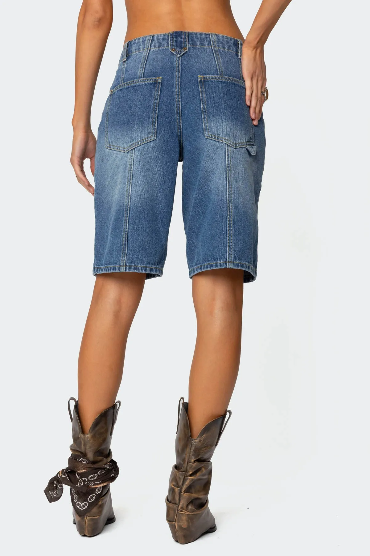 Tris Low Rise Denim Bermuda Shorts sold by Edikted product image thumbnail 5