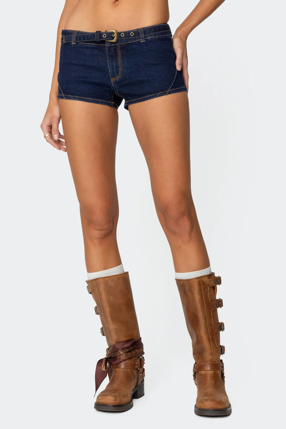 Ciel Low Rise Denim Micro Shorts sold by Edikted product image thumbnail 2