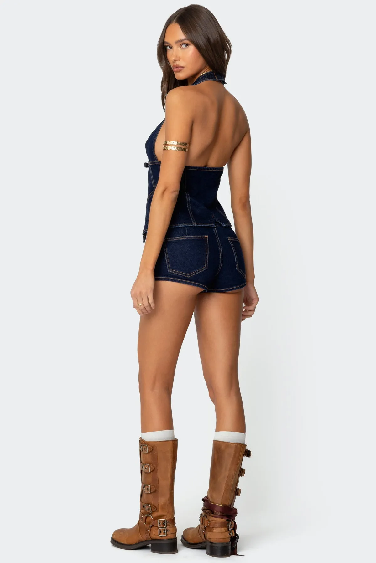 Ciel Low Rise Denim Micro Shorts sold by Edikted product image thumbnail 3