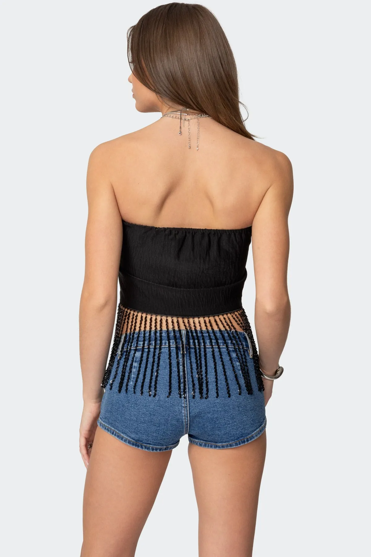 Jenna Sequin Fringe Wrap Top sold by Edikted product image thumbnail 5