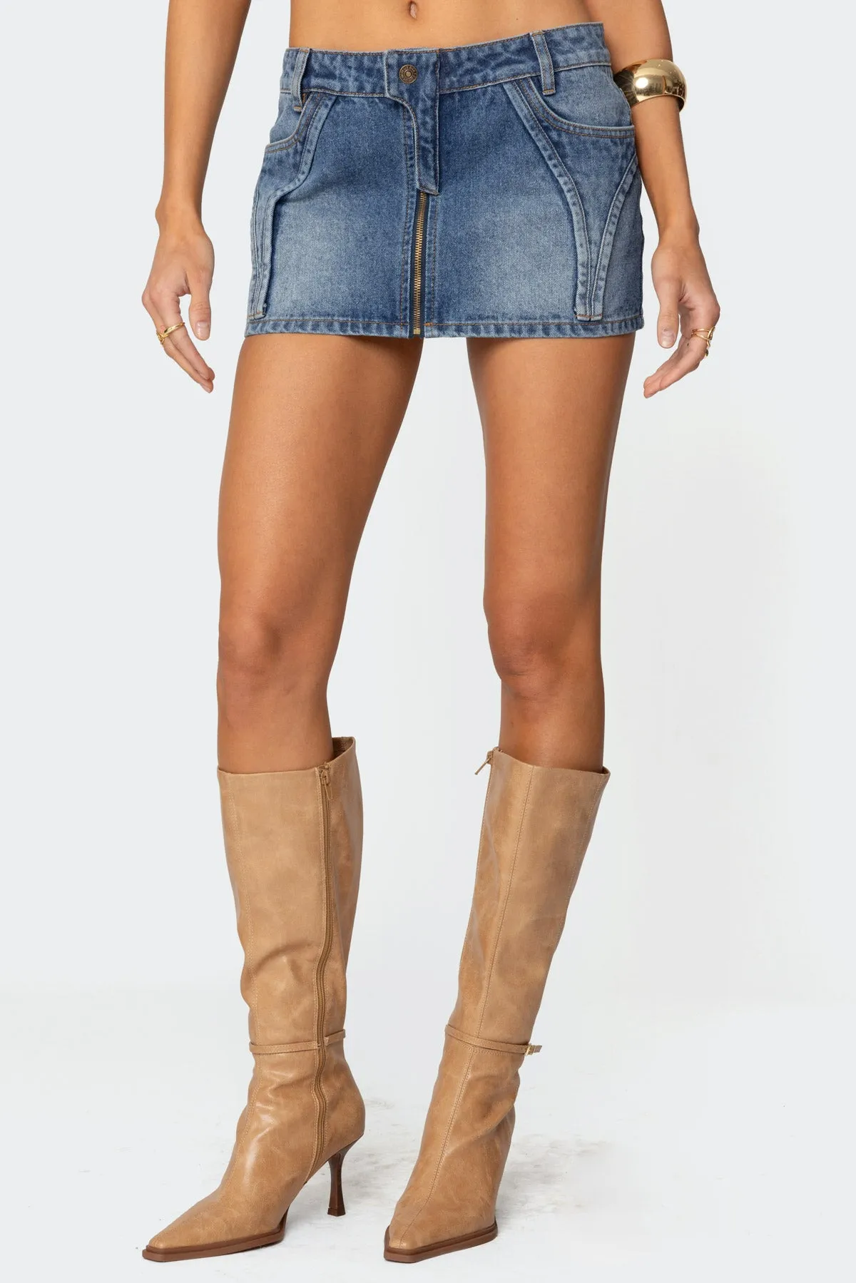 Anne Zip Up Denim Mini Skirt sold by Edikted product image thumbnail 2