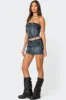 Guinevere Zip Washed Denim Mini Skirt sold by Edikted