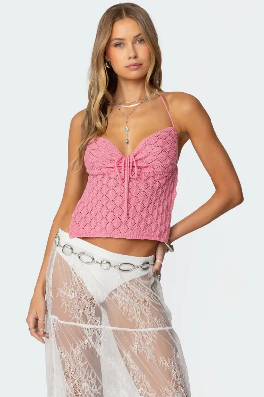 Milli Crochet Backless Top sold by Edikted