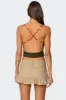 Beaded Deep Cowl Neck Backless Top sold by Edikted
