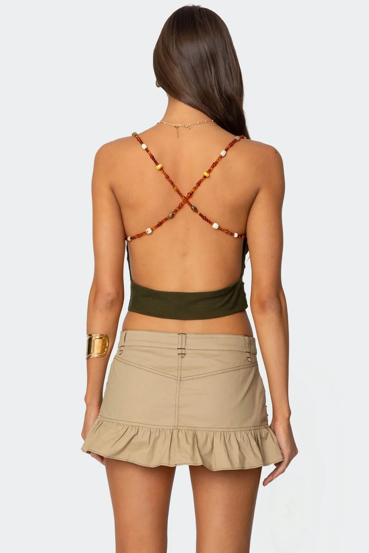 Beaded Deep Cowl Neck Backless Top sold by Edikted product image thumbnail 5